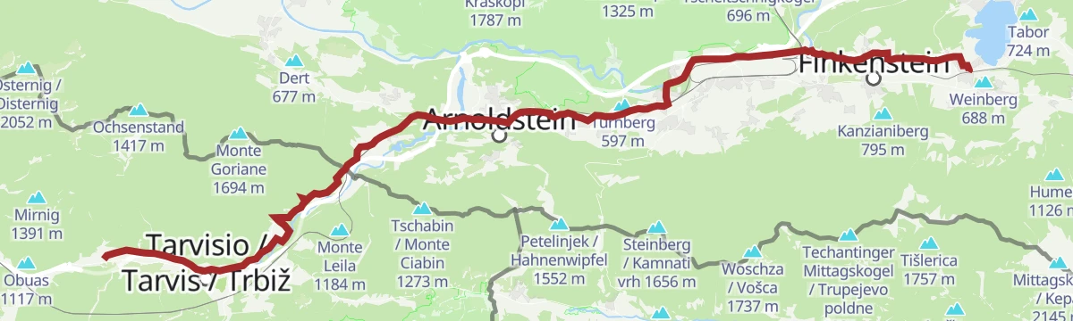 Route map: Radbus Tour von Tarvis zum Faaker See
